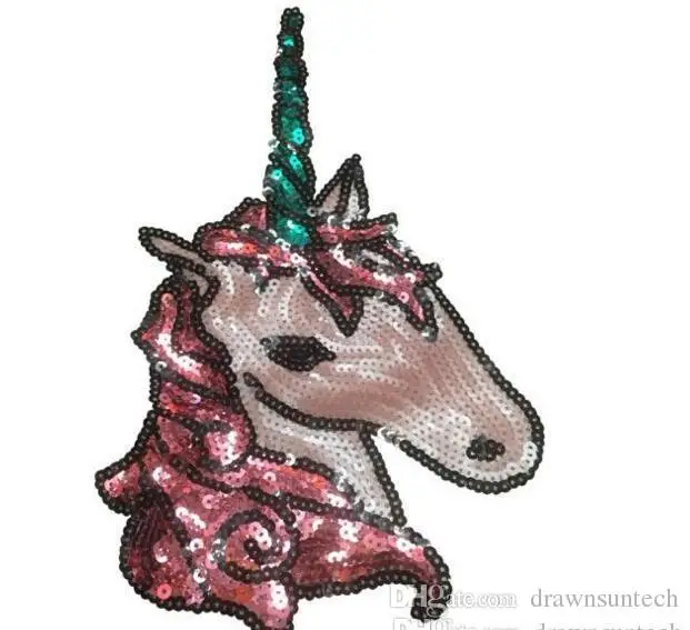 2017 Unicorn Horse Large Cloth Paste Patch Sequins For Clothes Tshirt Dress Size 16x28cm 10pcs/lot In Stock | Дом и сад