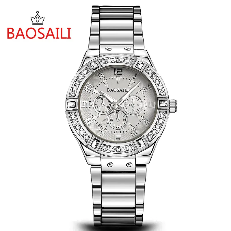 Женские кварцевые часы BSL812 BAOSALI роскошные брендовые золотистые/Серебристые