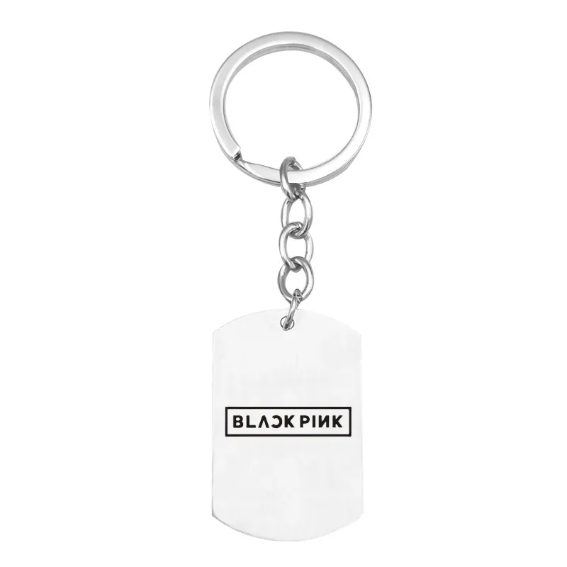 keychain 1 Корейские KPOP Девушки Группа черный розовый логотип кулон ожерелье из нержавеющей стали ювелирные изделия для женщин мужчин поклонников любовь ожерелье s - Окраска металла: keychain 1
