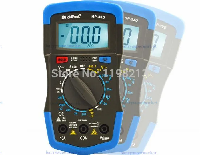 

Цифровой мультиметр, мультиметр HoldPeak HP-33D, амперметр, вольтметр, Омметр, измеритель напряжения hFE, тестер с ЖК-дисплеем, подсветка