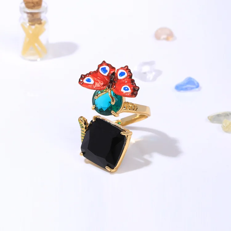 Enamel Glaze 2018 New Butterfly Gem Adjustable Rings For Women Pearl Charms Plant Fashion Party Jewelry Good Gift | Украшения и