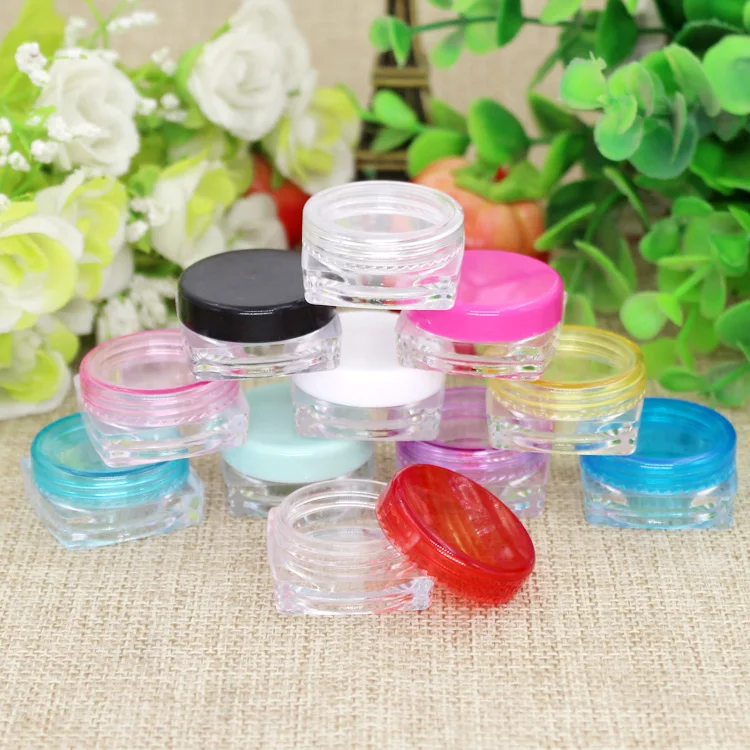 200 шт./лот 2 г квадратная маленькая дорожная банка для крема лица пустые