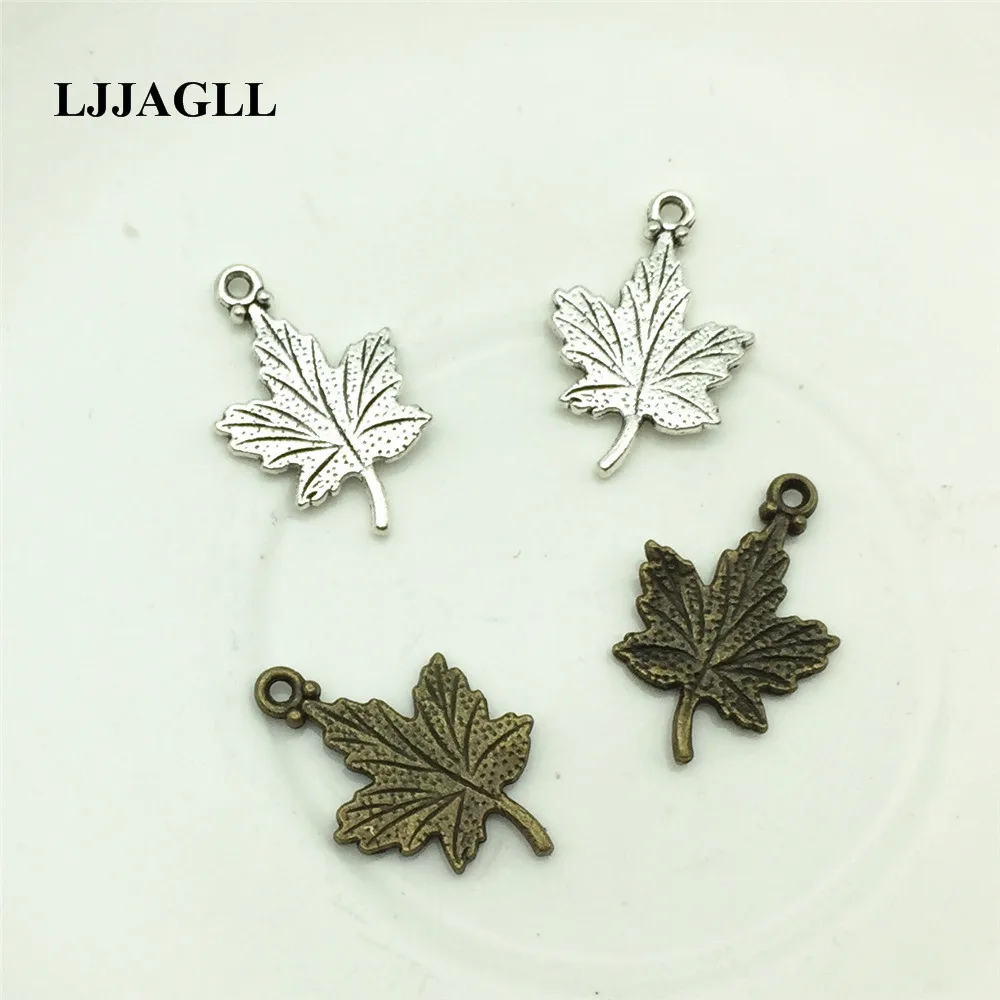 LJJAGLL 20 шт. металлические античные бронзовые серебряные 15х23 мм|leaf charm|maple leaf charmcharm