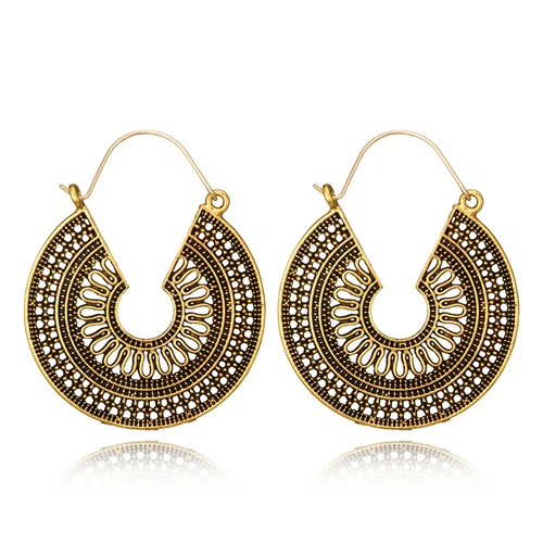 5673-gold Tocona, винтажные, античные, золотые, серебряные, черные, полые, цветочные серьги-кольца из металла, Панк Сплав, серьги Brincos для женщин, ювелирное изделие 5673 - Окраска металла: 5673-gold