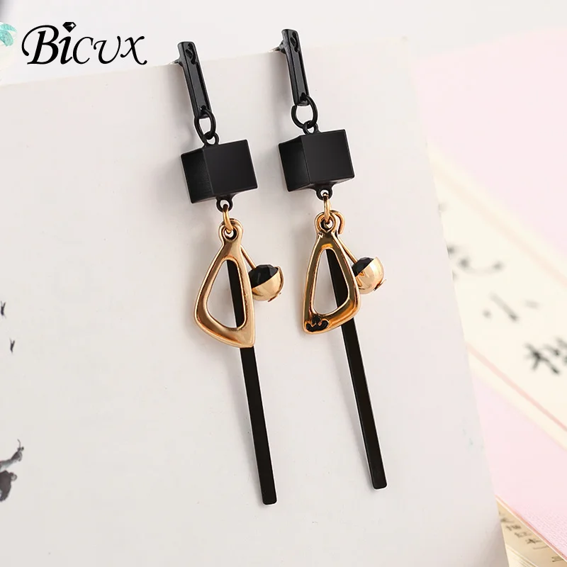 Gold BICUX корейские винтажные геометрические золотые серьги модные простые акриловые длинные висячие серьги для женщин ювелирные изделия - Окраска металла: Gold
