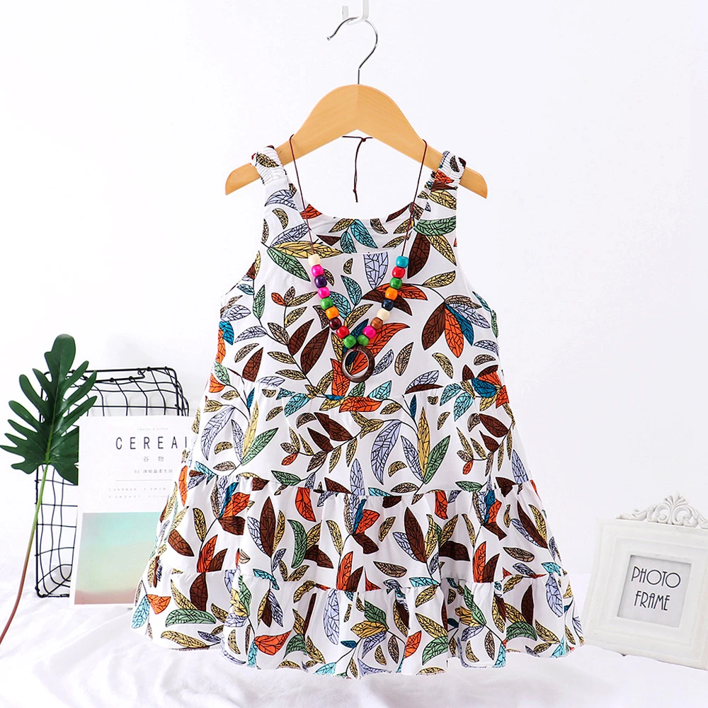 2-6Y baby summer clothes toddler girl dresses 2019 floral dress for kids girls robe fille free children necklace | Детская одежда и