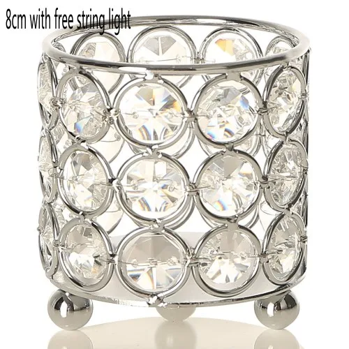 8cm Silver Цилиндрический Стеклянный Подсвечник подсвечники металлическая чашка Хрустальная подставка ваза для дома Свадьба Рождество Хэллоуин украшения Центральные элементы - Цвет: 8cm Silver