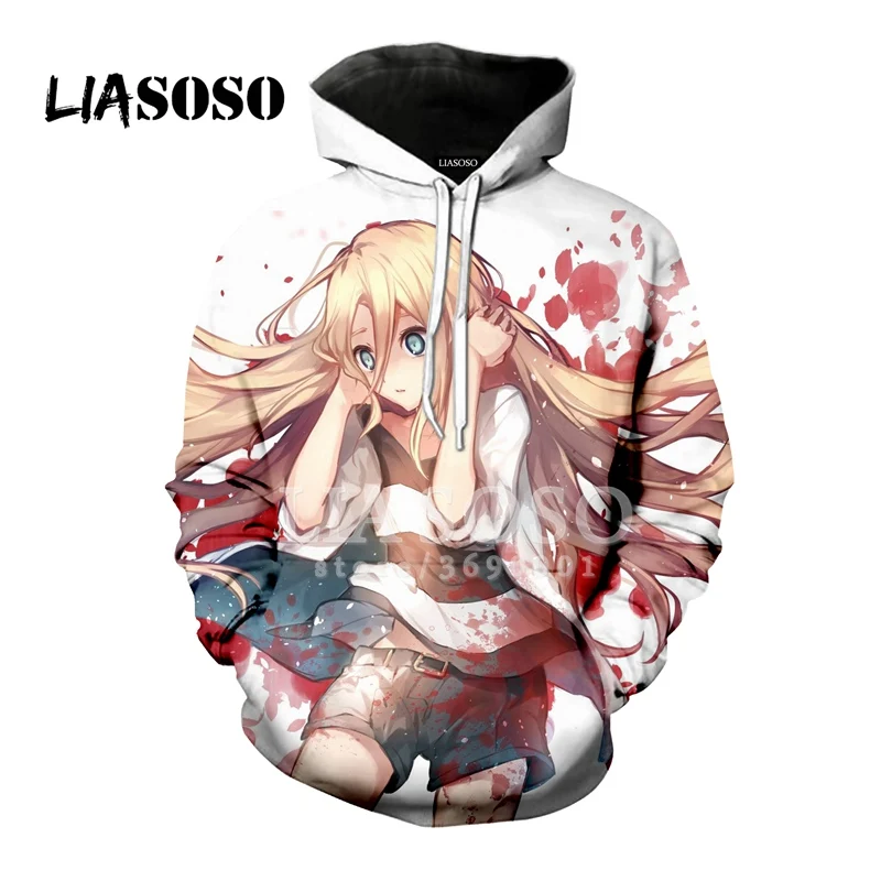 LIASOSO 3D принт Для женщин Для мужчин толстовки с капюшоном Кофты с рисунком из аниме ангелы смерти пуловер свободного покроя в стиле «хип-хоп» Повседневное Лидеры брендов X1300