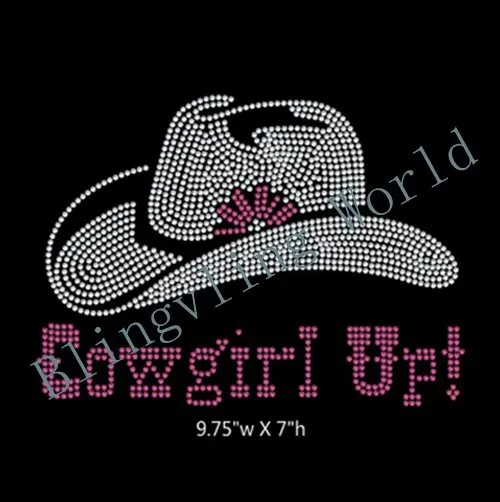 Бесплатная доставка cowgirl up с крышкой горячей фиксации Rhiestone переводной дизайн