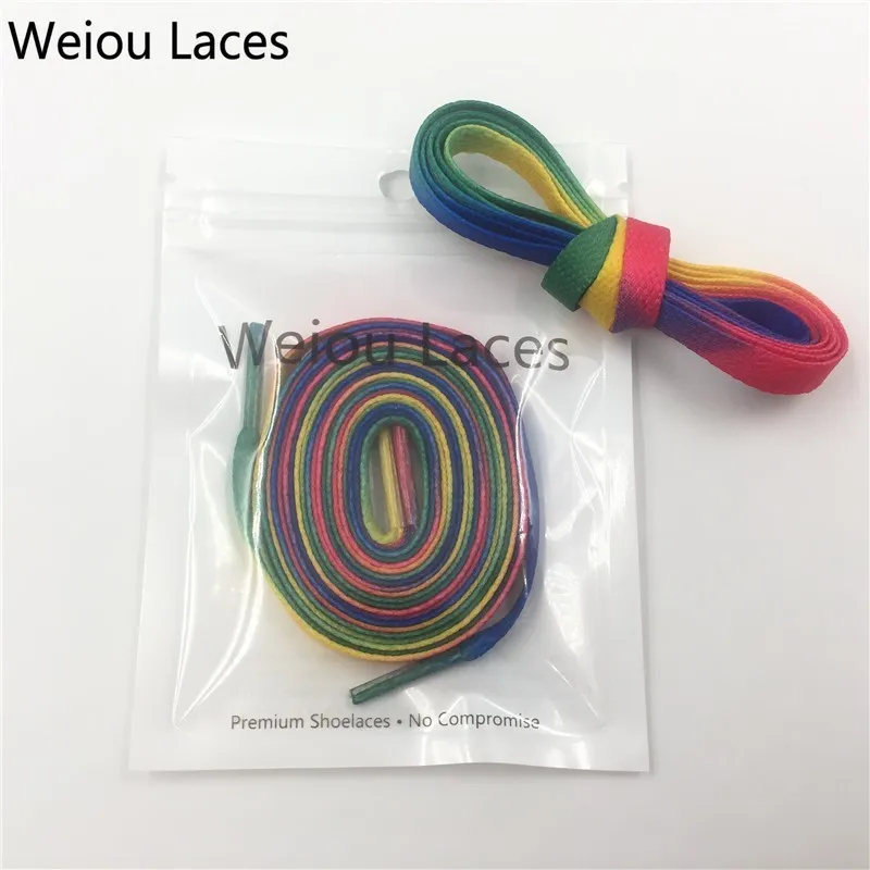 Weiou клетчатые туфли на плоской подошве, черные, белые, радужные шнурки для конькобежцев, шнурки с шелкографическим принтом, 60-180 см