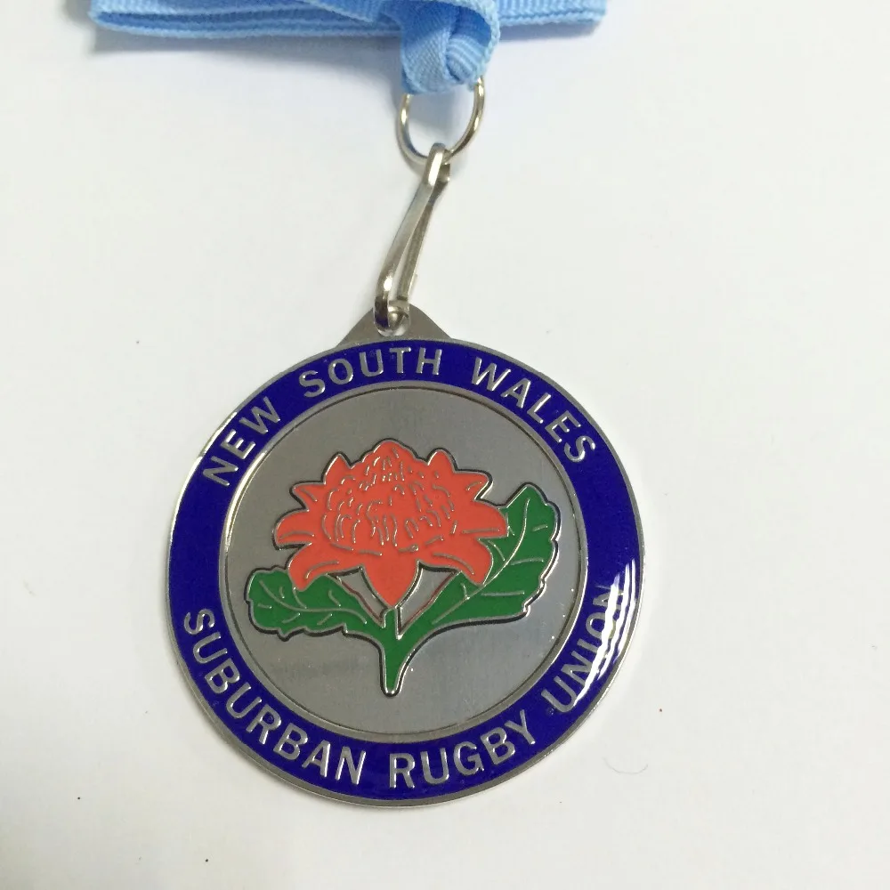 

custom medal with logo covered with glass/epoxy doming in soft enamel as sports med with medal lanyard --57.2mm diameter--200pcs