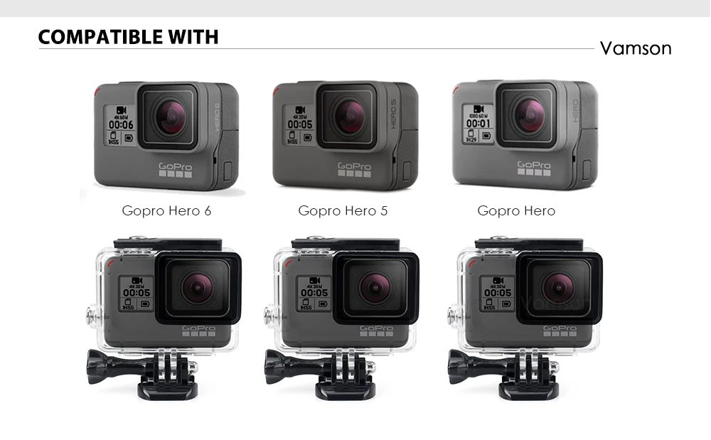 Vamson для Gopro hero 7 6 5 набор аксессуаров Sreen Portector/защита объектива водонепроницаемый корпус чехол для Go pro hero 6 5 VS05C