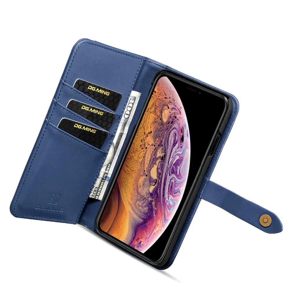 Роскошный кожаный чехол кошелек для iPhone XS MAX Folio съемный магнитный телефона из