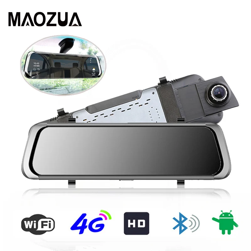 WiFi 4G Android автомобильный видеорегистратор камера 10 &quotЗеркало 1080P Full HD ADAS GPS двойной