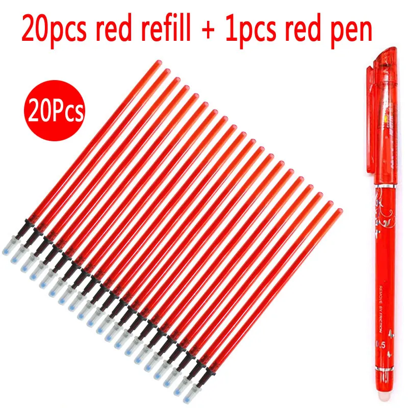 20 red ink 1pen 32 шт./компл. гелевая ручка стержень со стираемыми чернилами, стираемая ручка с заправляемым стержнем 0,5 мм синий/красный/черные чернила, офисные школьные канцелярские принадлежности инструмент подарок - Цвет: 20 red ink 1pen