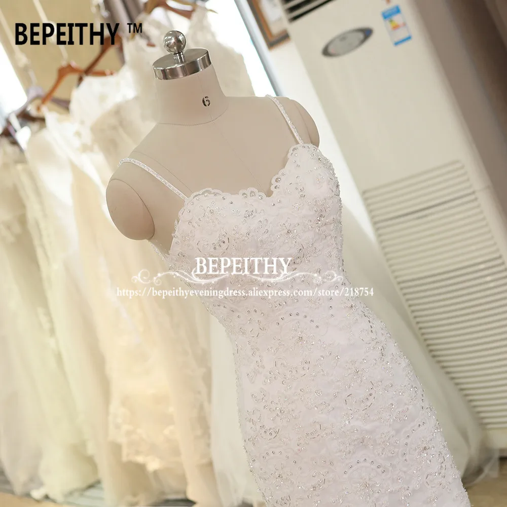 

Sexy Open Back Mermaid Wedding Dress Casamento Spaghetti Straps Vestidos De Novia New Arrival Bridal Gowns Robe De Mariage 2021