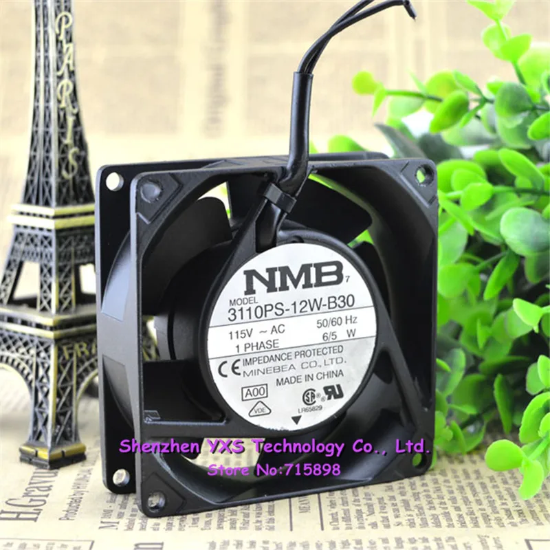3110PS 12W B30 AC 115V 50/60HZ 6/5W 8025 80*80*25 мм 8 см 1200 об/мин 2 провода двойной шаровой подшипник