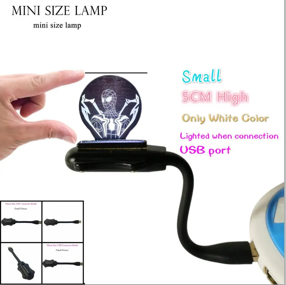 Small USB Lamp 50mm Прохладный мальчик подарки 3D светодиодный Marvel Ultimate «Человек-паук»; лампы Ночной светильник сенсорный 7 Авто Цвет градиент пижамный комплект с рисунком «человека игрушки Рождественский Декор подарки - Испускаемый цвет: Small USB Lamp 50mm