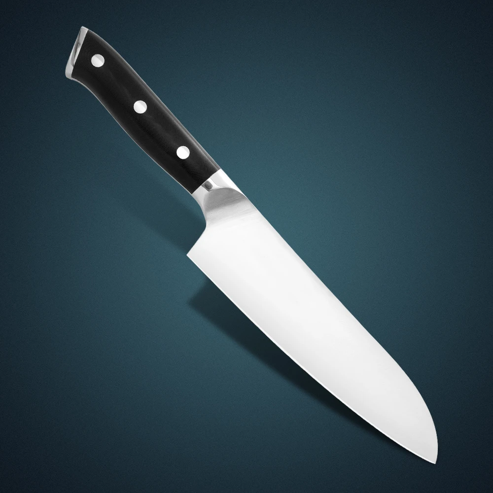 Huiwill супер качество " японский AUS-8 кухонный нож из нержавеющей стали Santoku/японский нож шеф-повара с двойной кованой ручкой G10