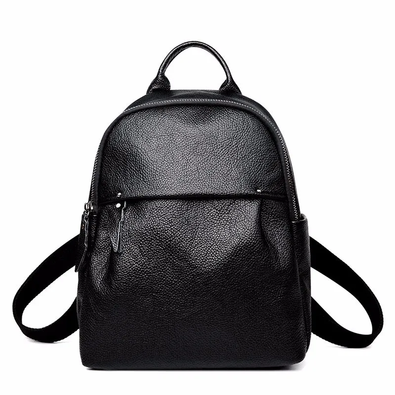 Женские кожаные рюкзаки Sac A Dos, черный рюкзак для девочек, винтажный рюкзак для путешествий, Одноцветный женский известный бренд, повседневный рюкзак - Цвет: black