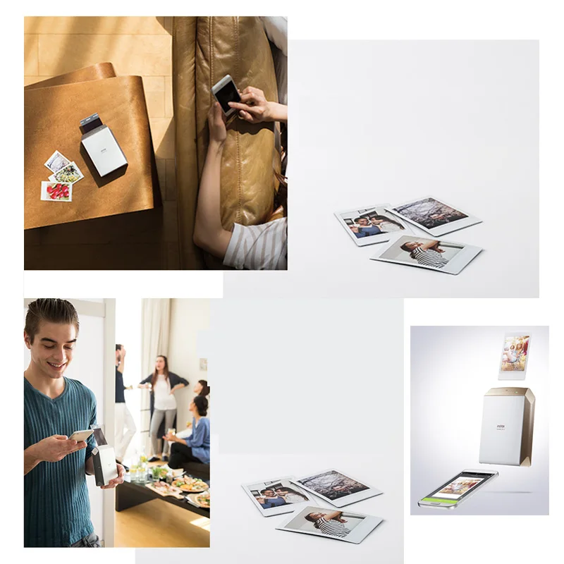 Fujifilm INSTAX Share SP-2 смартфон принтер(серебристый/золотистый), Fujifilm Instax Mini Dual Pack мгновенная пленка и чехол