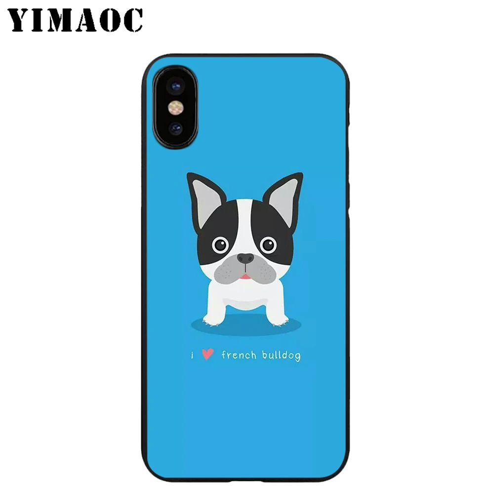 YIMAOC bulldog Pocket Soft TPU Black Silicone Case for iPhone X or 10 8 7 6 6S Plus 5 5S SE Xr Xs Max |