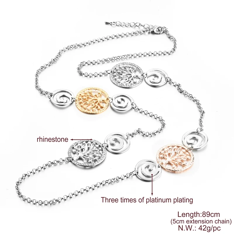 

TOUCHEART New Three Color Rhinestone Necklace with Tree Of Life Pendant For Women Jewelry statement Necklaces Display SNE180006