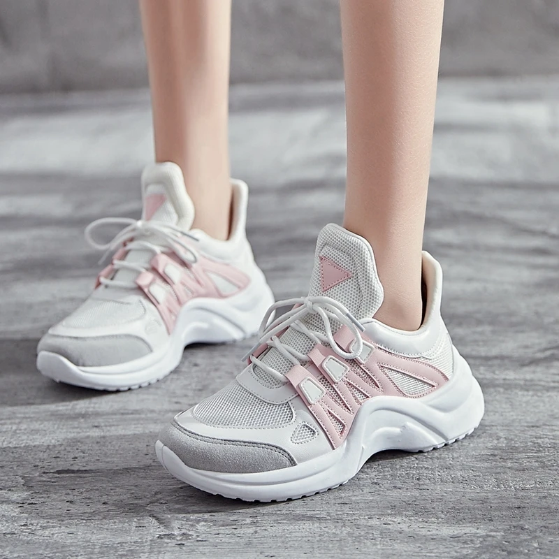Женские кроссовки на платформе повседневные шнуровке весна-лето Tenis Feminino большие