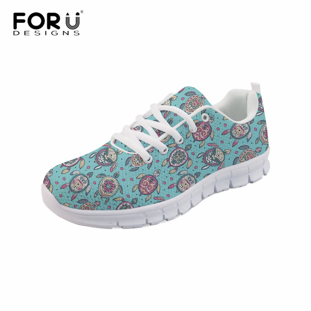 FORUDESIGNS/женские легкие кроссовки на плоской подошве с принтом подсолнуха; Повседневная Удобная дышащая обувь для девочек; весенняя обувь на шнуровке - Цвет: Z4527AQ