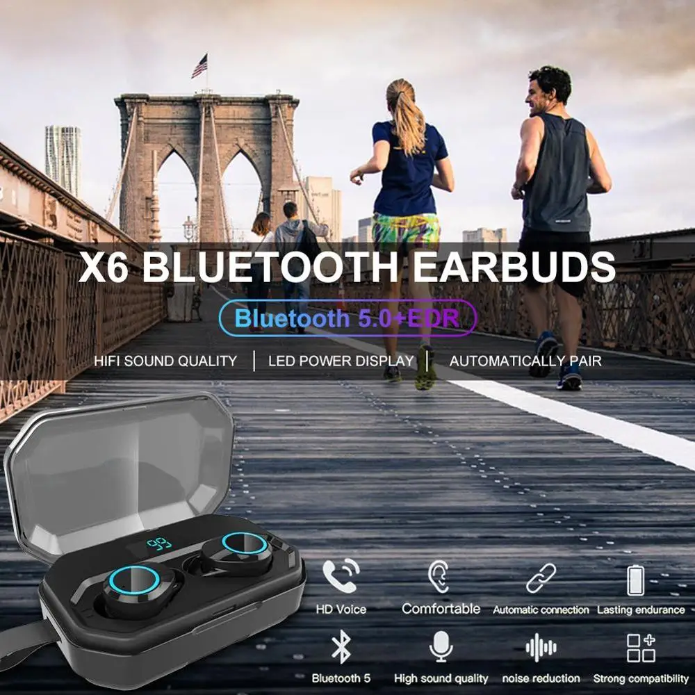 X6 Pro TWS беспроводные наушники 4000 мАч внешний аккумулятор Bluetooth 5 0 с сенсорным