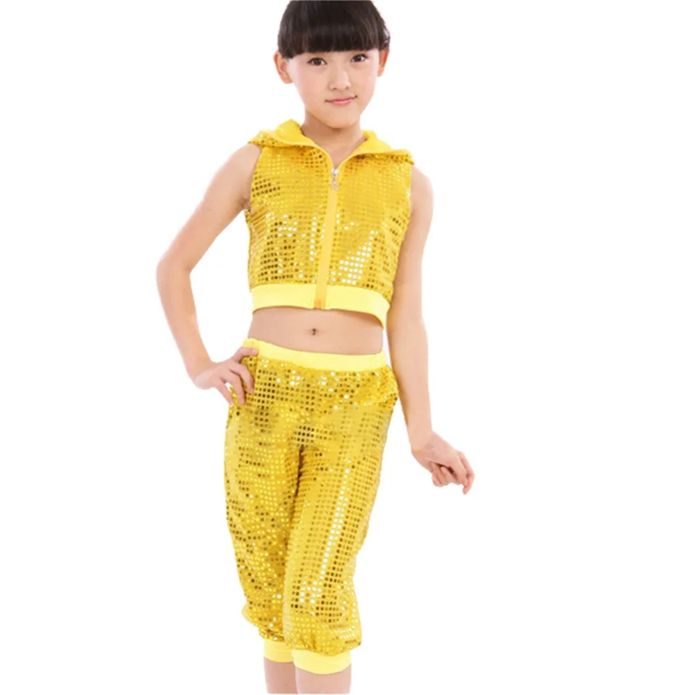 Костюм для девочек с капюшоном и блестками в стиле джаз хип хоп костюм уличных