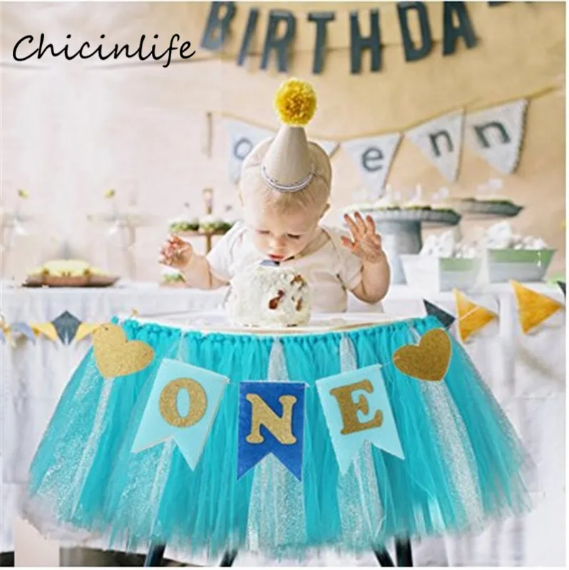 Chicinlife нетканое полотно один стул баннер для первого дня рождения украшение стула