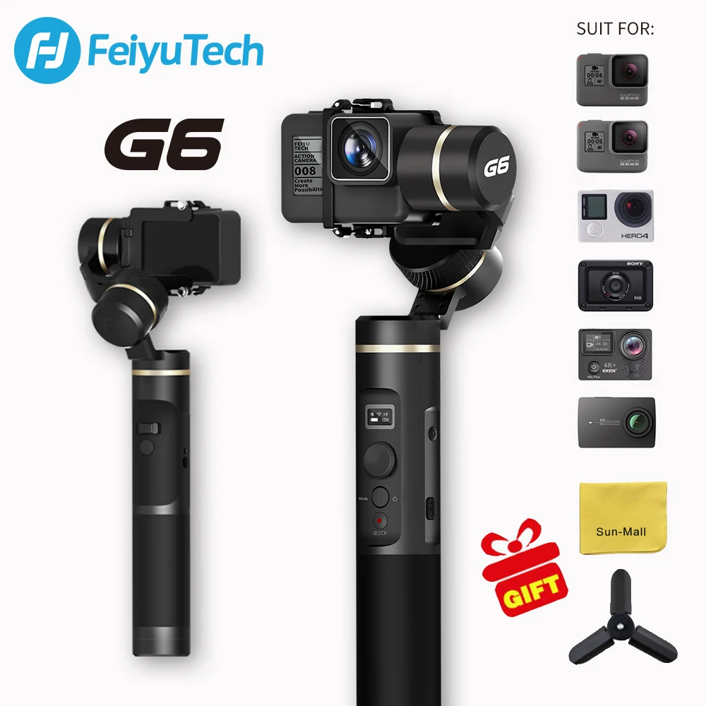 UK Stock FeiyuTech G6 водонепроницаемый 3 осевой Ручной Стабилизатор для GoPro HERO7/HERO6/HERO5/HERO4/Yi