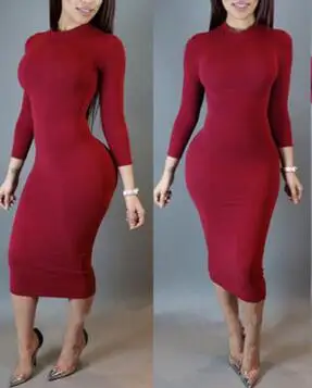 Женское сексуальное Клубное платье карандаш с длинным рукавом и высоким