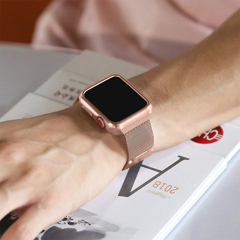 Миланский ремешок и чехол для apple watch 42 мм 38 44 40 iwatch 5/4/3/2/1 магнитный браслет |