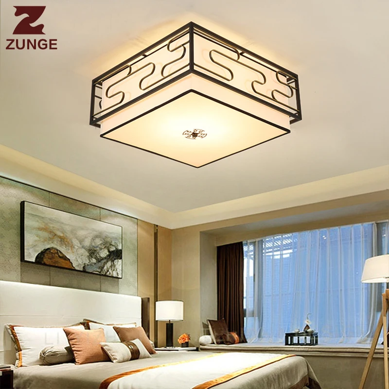 LED modern ceiling lights for living room bedroom New Chinese style lamp E271 iron fabric lighting fixtures lampara techo | Лампы и