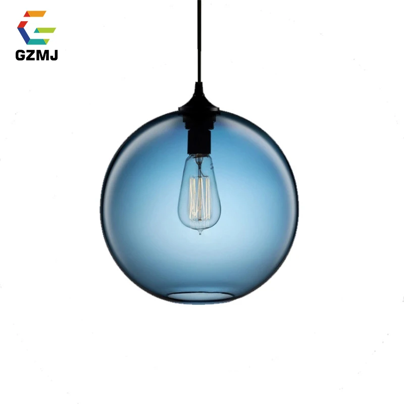 

GZMJ Modern Ball Pendant Lights Glass Lampshade Dia20cm/25cm Loft Hanging Lamp E27 Loft Hanglamp for Bedroom Dining Room Study