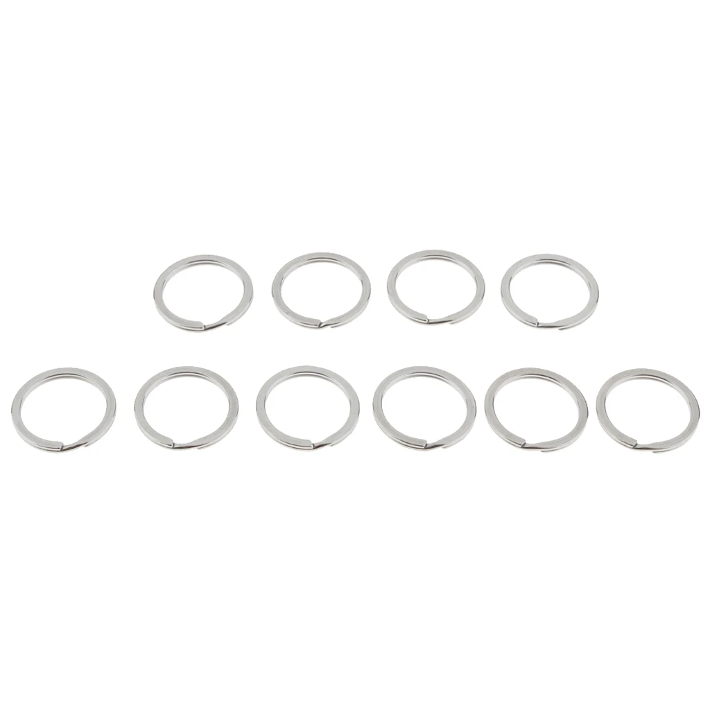 Silver 28mm 10 шт., нержавеющая сталь, разъемное кольцо для ключей, брелок, много, пряжка, держатель для кемпинга, альпинизма, бега, бега, пешего туризма, 20 мм/35 мм - Цвет: Silver 28mm