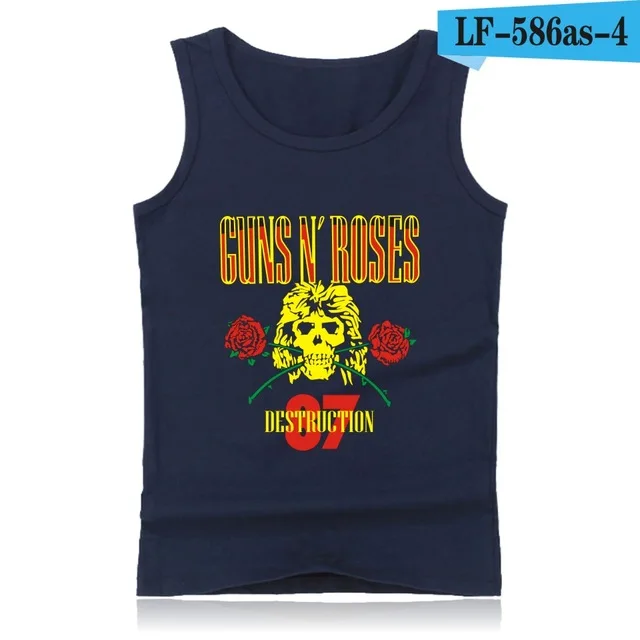 navy blue GUNS N ROSES, мужские майки, футболка, хип-хоп, для спортзала, жилет, модный, для бодибилдинга, майка, мужская, майка, одежда для фитнеса, пистолеты и розы - Цвет: navy blue