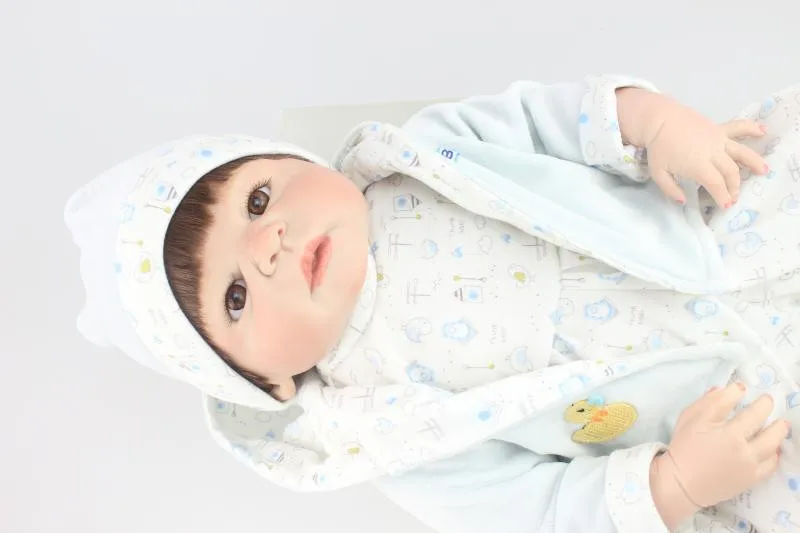 22 дюйма 55 см полностью силиконовые виниловые очаровательные Куклы для маленьких