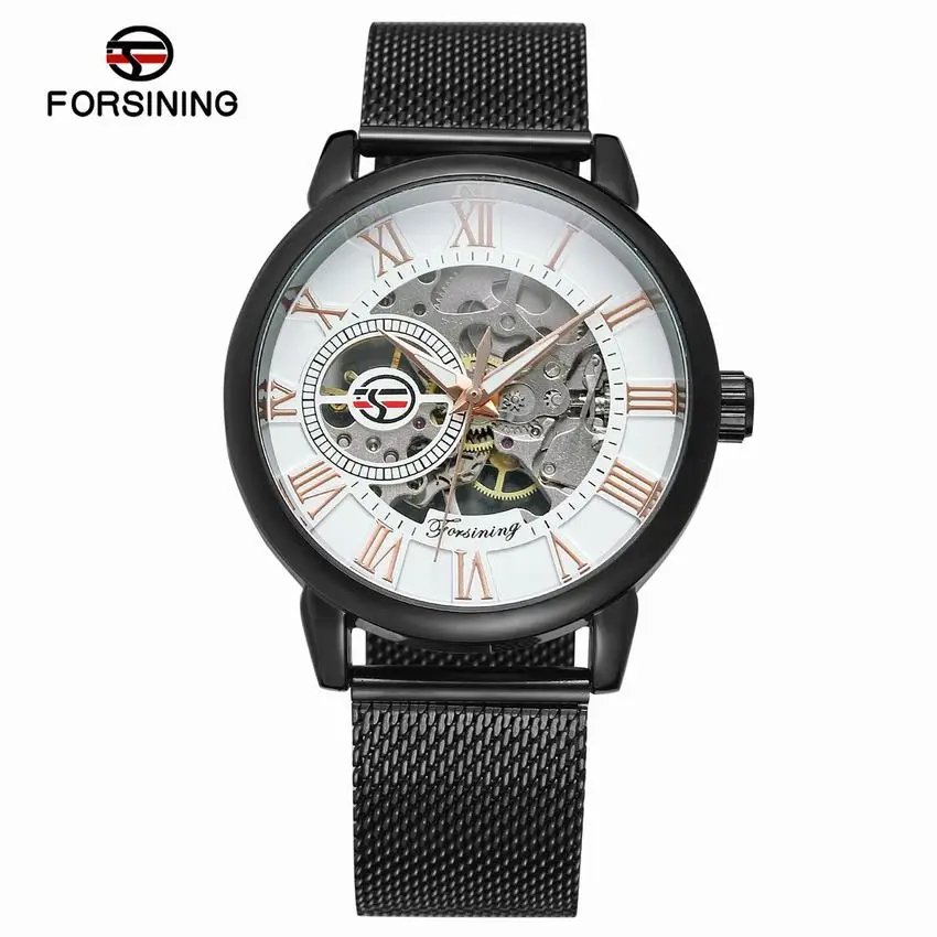 Forsining 2018 Men's Watches Top Brand Luxury Retro Openwork Wristwatches Genuine Leather Stainless Steel Case Horloges Mannen | Наручные