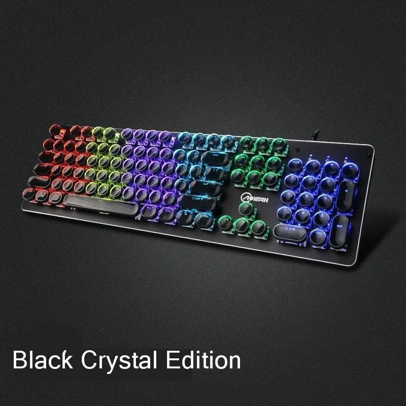 SeenDa Проводная игровая механическая клавиатура, игровая клавиатура с RGB подсветкой, переключатель с 104 клавишами, клавиатура для геймера, ПК, ноутбука, русский английский - Цвет: Black Crystal Editio