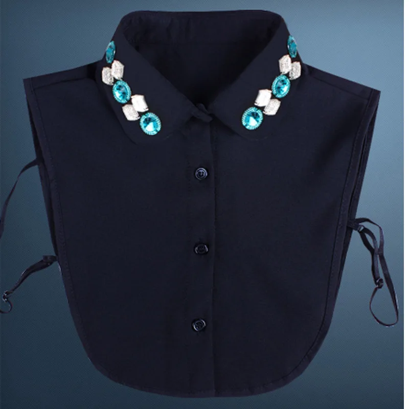 

Colourful Stones Slim Fit women fake collar shirt Dickey Daily Wear for Pullver sweater Removable Winter Halt Shirt Garment
