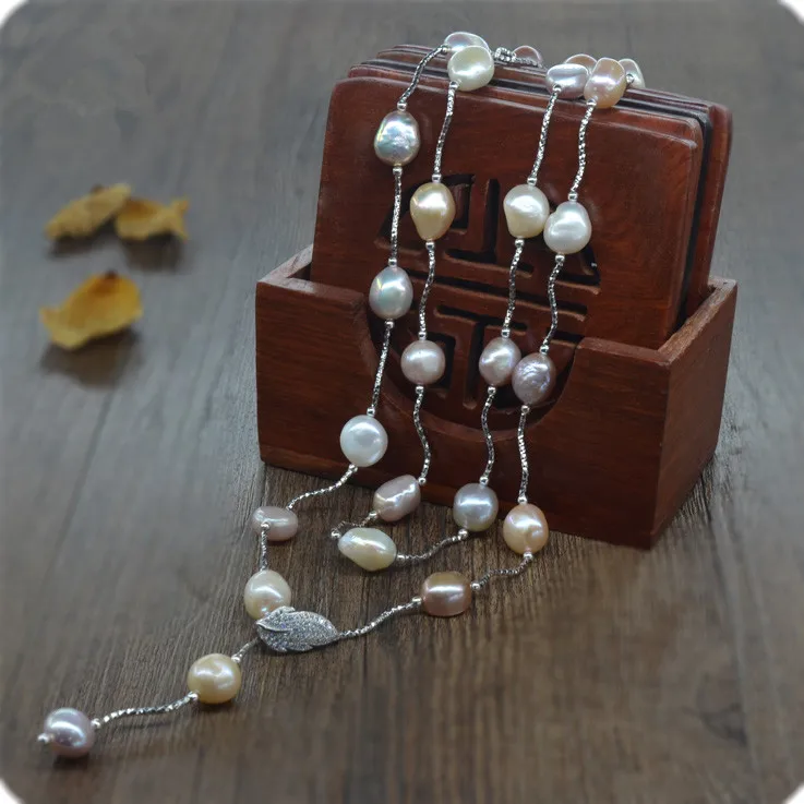 Цепочка с натуральным жемчугом 90 см 9 х11 мм|necklace jewelry|designer jewelryfashion jewelry |