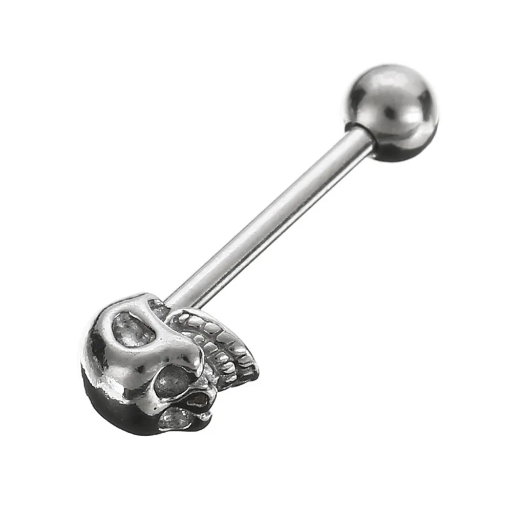 Punk Skull Tongue Piercing Rings Stainless Steel Surgical Piercings Jewelry Bars bell piercing 3pcs/set | Украшения и аксессуары