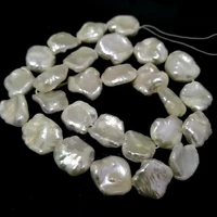 16 inches 12 15mm natural white irregular flat baroque keshi pearl loose strand