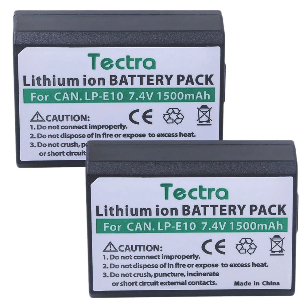 Аккумулятор для литий-ионной камеры Tectra 2 шт LP-E10 LPE10 LP E10 + зарядное устройство USB с