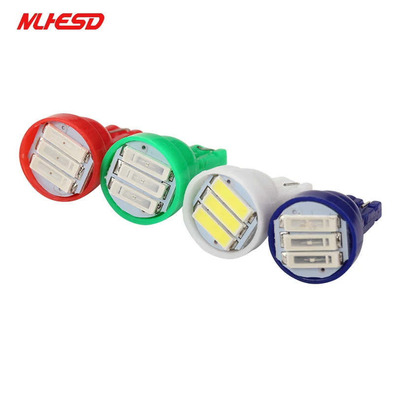 100X T10 3 SMD 7014 светодиодный 3SMD 7020 Вт белый синий красный зеленый желтый W5W светильник