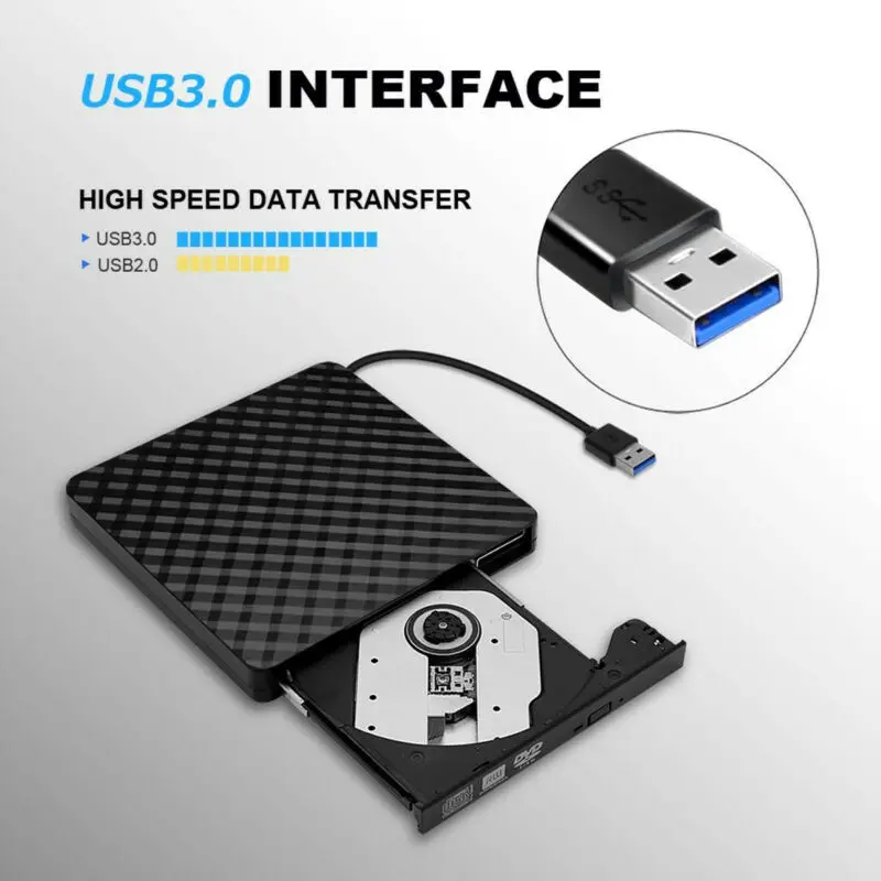 USB3.0 высокоскоростной черный внешний комбо оптический привод CD/DVD проигрыватель RW