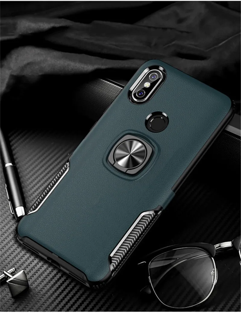 Navy Blue Защитный чехол для Xio mi 8 SE mi 6 6X Poco F1 чехол Fundas твердая Броня с магнитным кольцом чехол для Xio mi Red mi 6 pro Pocophone F1 чехол - Цвет: Navy Blue